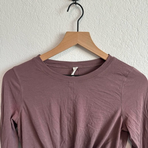 Lululemon Time to Restore Long Sleeve Tie Cropped Top Antique Bark Purple 6 - Picture 8 of 13